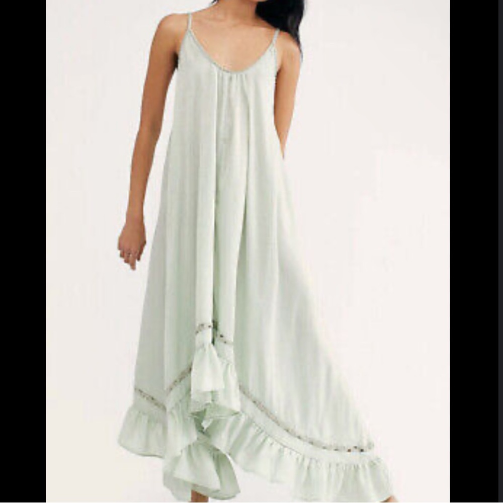 Free People Mint Green Maxi Slip Dress